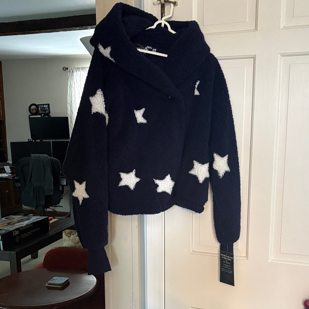Navy Star Patterned Fleece Jacket